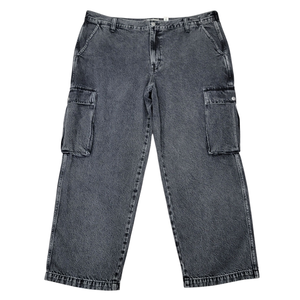 Madewell Low-Slung Straight Cargo Jeans Faded Black Baggy Slouchy Women’s W33P - Picture 3 of 17